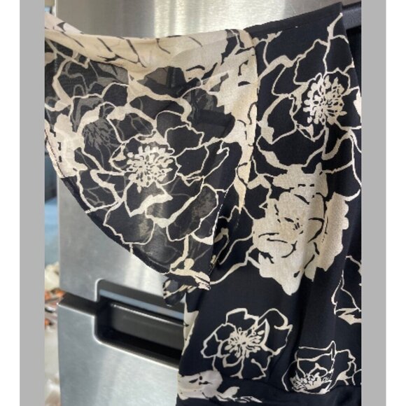 Adrianna Papell 100% Silk Maxi Fairy Dress black & cream woman sz 6 - Picture 9 of 16